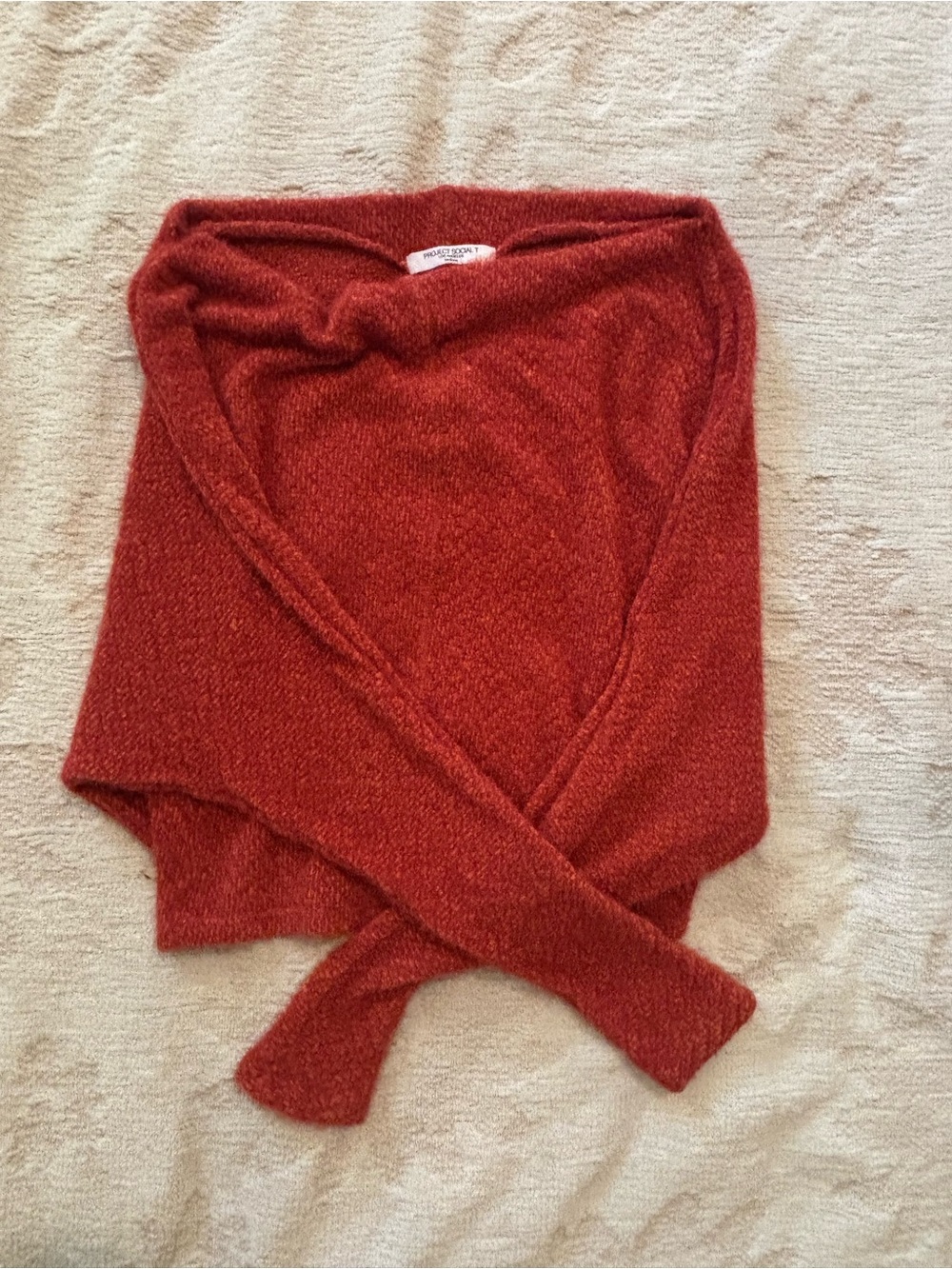 Project Social T | Size M | Fuzzy Off-the-Shoulder Knit Sweater Rust Orange